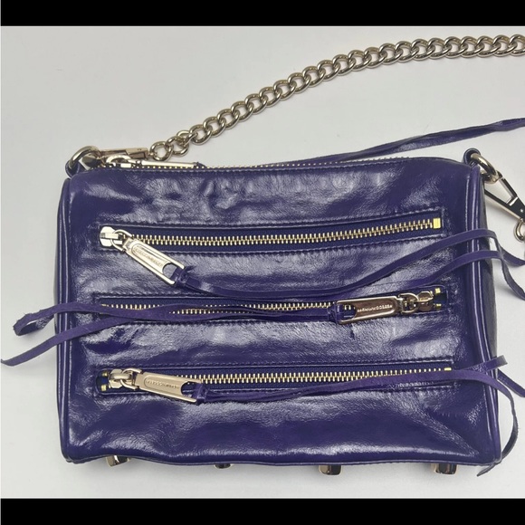 Rebecca Minkoff Mini 5-Zip Convertible Cross-Body Handbag Purple Leather NWOT - Picture 2 of 6